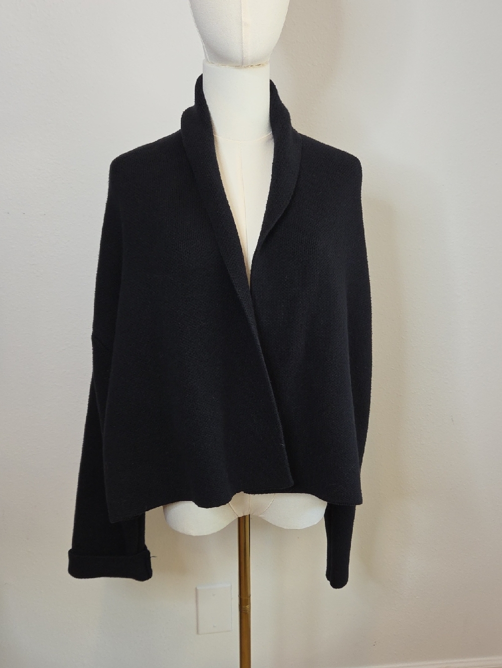 Anthropologie Black Open-Front Draped Cardigan